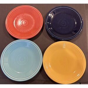 Fiestaware Set Of 4 Salad Plates Persimmon Sunflower Turquoise Fiesta HLC USA